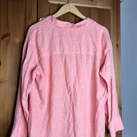 Old Navy Linen Blend Popover Collared Blouse Shirt Women’s Medium Orange Beachy - Picture 7 of 8